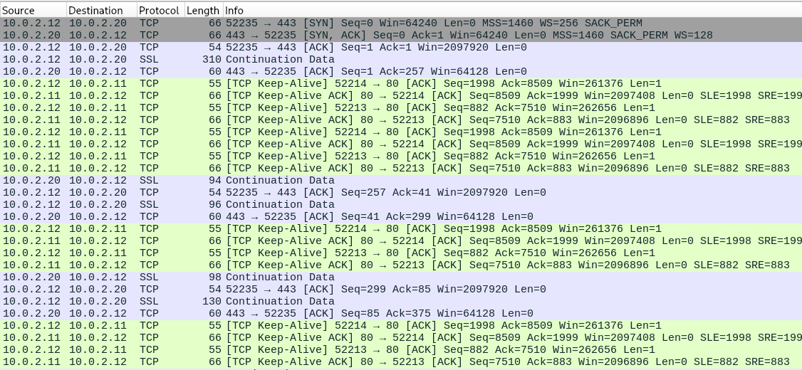 Screenshot of a SSL handshake in wireshark